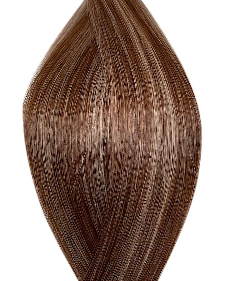 Indywidualny próbnik kolorów z włosów naturalnych w kolorze balejaż średni brąz i szary platynowy blond - P4/60B.