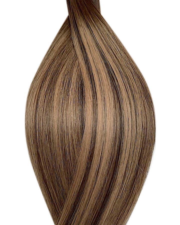 Indywidualny próbnik kolorów z włosów naturalnych w kolorze ciemny brąz i balejaż ciemny brąz i ciemny blond - T2P2/14.