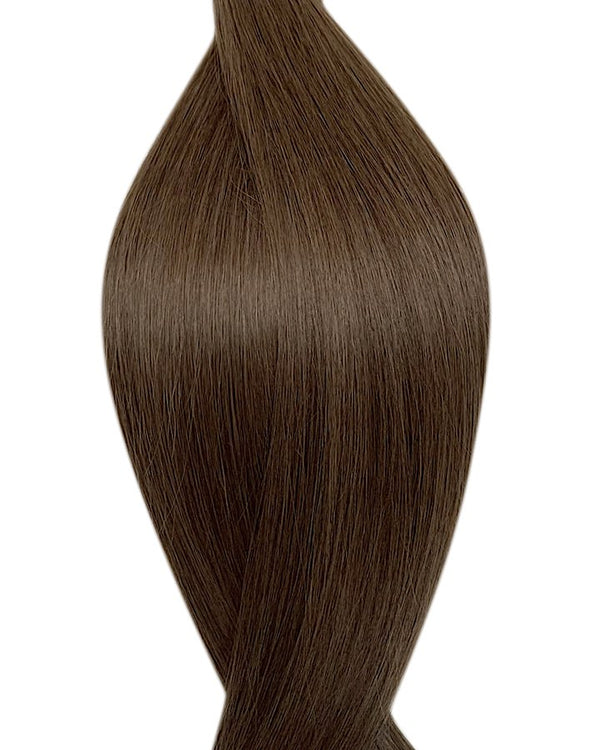 Naturalne włosy do przedłużania metoda na keratynę w kolorze jasny popielaty brąz.