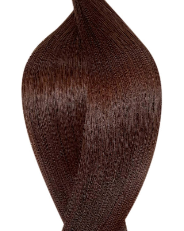 Naturalne włosy do przedłużania metoda secret tape on w kolorze ciemny brąz.