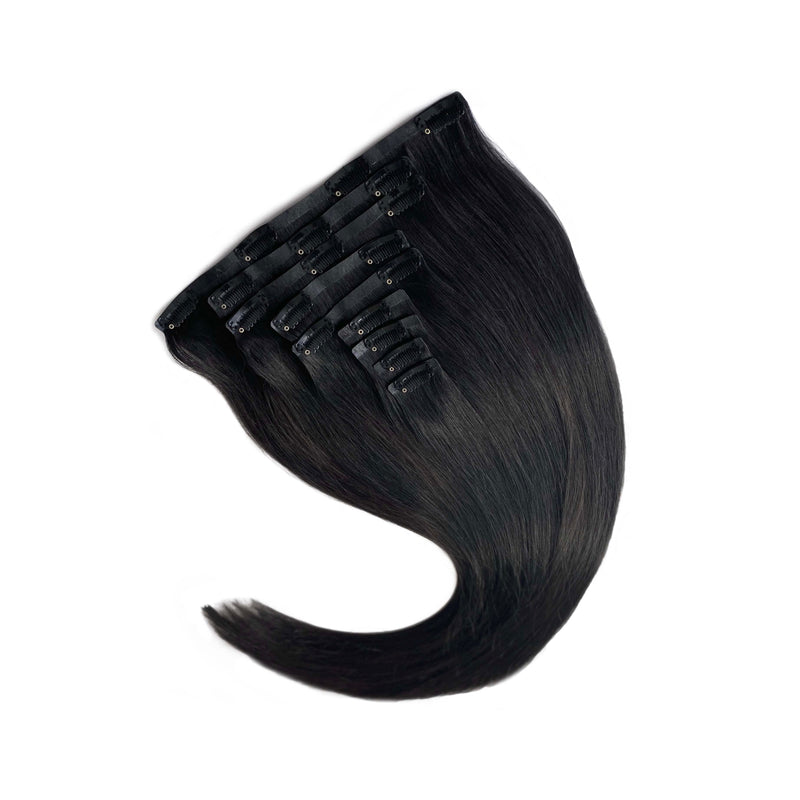 Naturalne włosy do przedłużania metoda seamless clip in dostępne w długościach 45cm i 50cm.