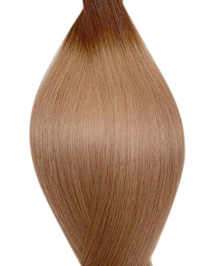 Indywidualny próbnik kolorów z włosów naturalnych w kolorze ombre średni brąz i ciemny blond - T4/14.