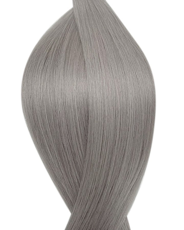 Naturalne włosy do przedłużania metoda na keratynę w kolorze srebrny.