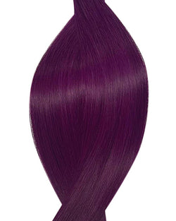 Naturalne włosy do przedłużania metoda na nano ringi w kolorze fioletowy.