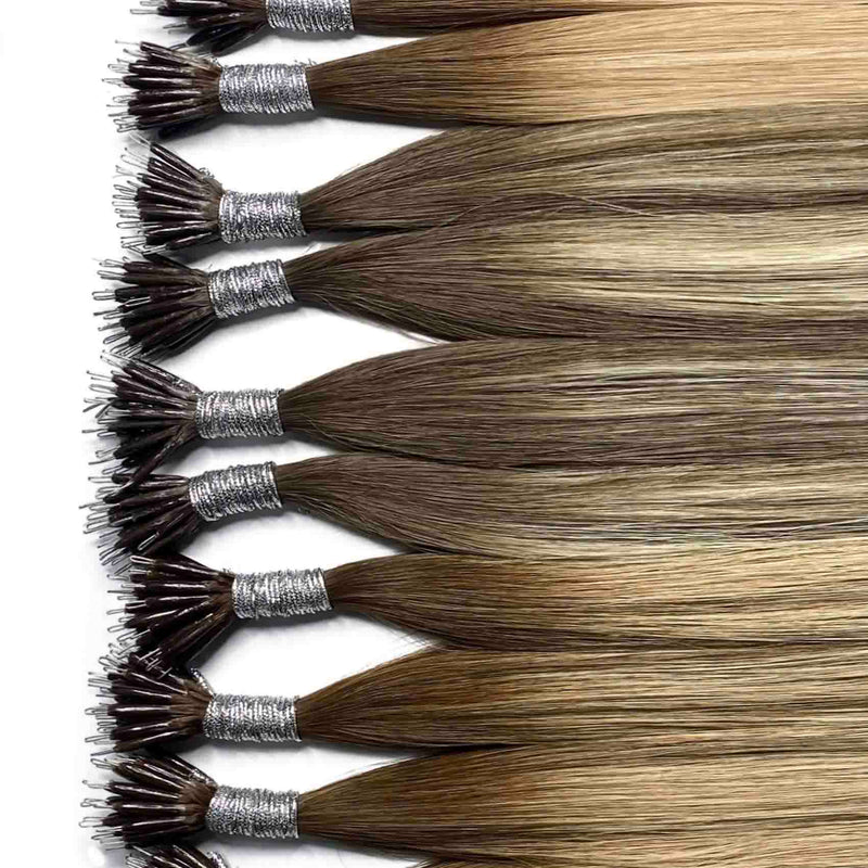 Naturalne włosy do przedłużania metodą na nano ringi dostępne w długościach 30cm, 35cm, 40cm, 45cm, 50cm, 55cm, 60cm, 65cm