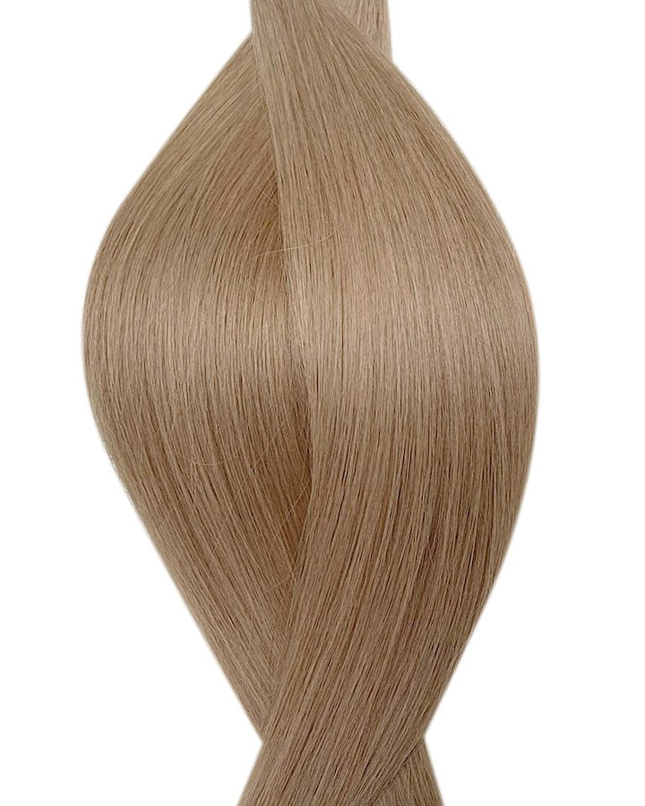 Naturalne włosy do przedłużania metoda tape on w kolorze ciemny popielaty blond.